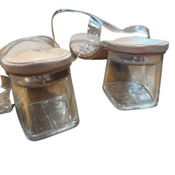 Public Desire Afternoon Nude Patent Clear Perspex PVC Block Mid Heels Sandals - Picture 9 of 10